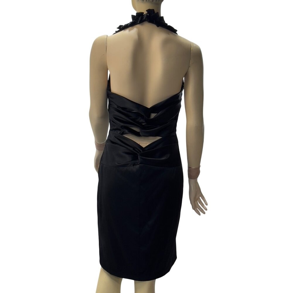 Niki By Niki Livas Black Ruffled Halter Cocktail Dress Size 10 - Picture 12 of 12